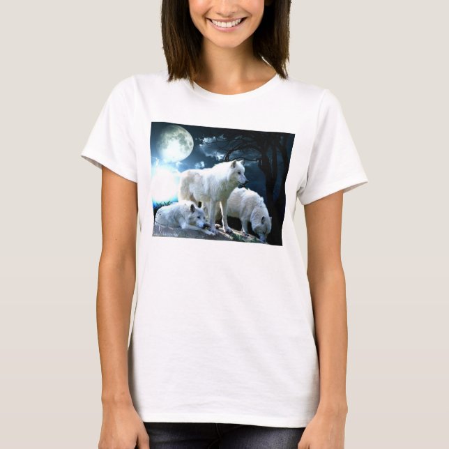 Full skjorta för vargmånelångärmad tee shirt (Framsida)