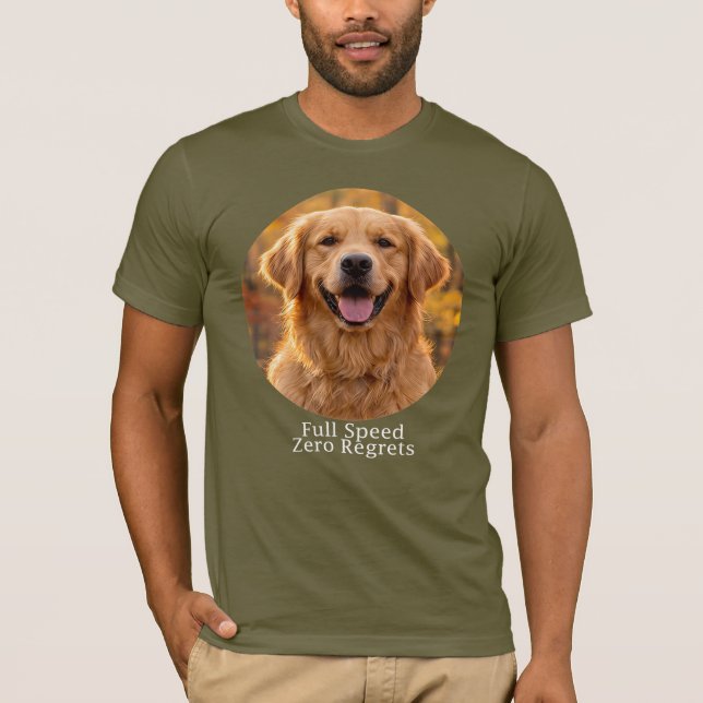 Full Speed Zero Regrets Golden Retriever T Shirt (Framsida)