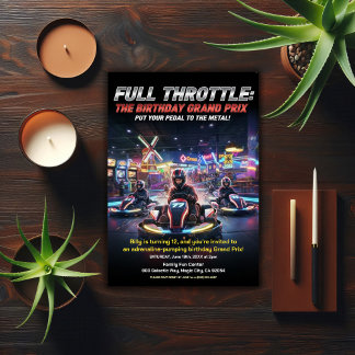 Full Throttle Racing Birthday Party Inbjudningar