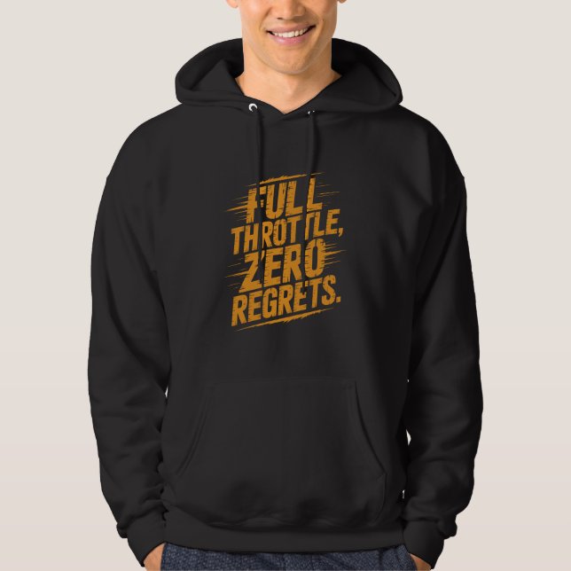 Full Throttle Zero Regrets Distressed Typography Hoodie (Framsida)