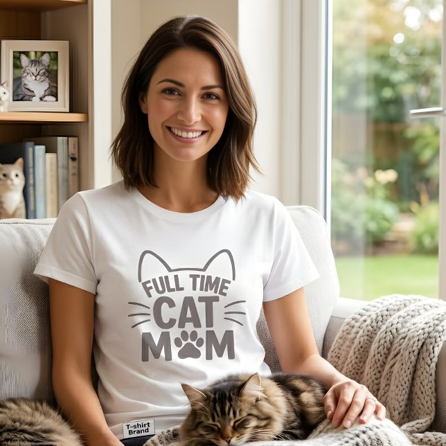 Full Time Cat Mom Cute Feline Lover Gift  T Shirt (Skapare uppladdad)