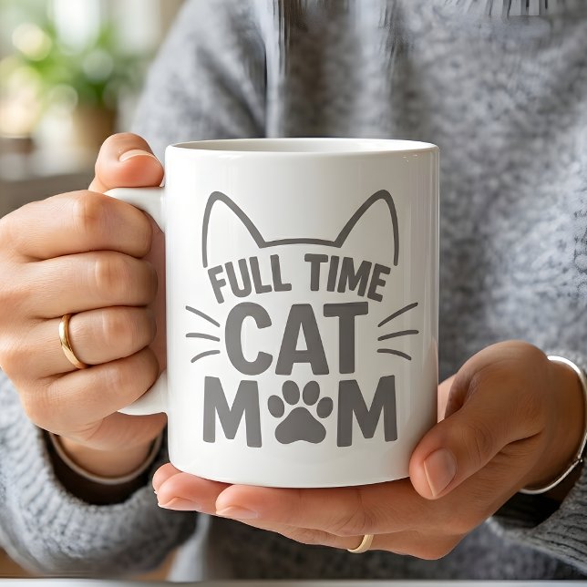Full Time Cat Mom Cute Feline Lover Kaffemugg (Skapare uppladdad)