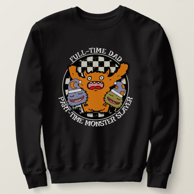 Full-Time Dad Part-Time Monster Slayer Funny  Lång Ärmad Tröja (Design framsida)