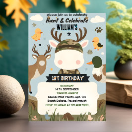 full Vild Camo Oh Hjort-jakt 1:a födelsedag Inbjudningar