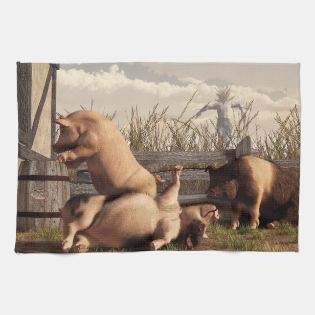 Fulla grisar kökshandduk (Horisontell)