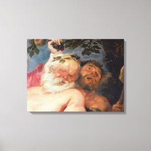 Fulla Silenus som stöttas av Satyrs, c.1620 Canvastryck