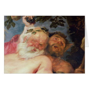 Fulla Silenus som stöttas av Satyrs, c.1620 Hälsningskort