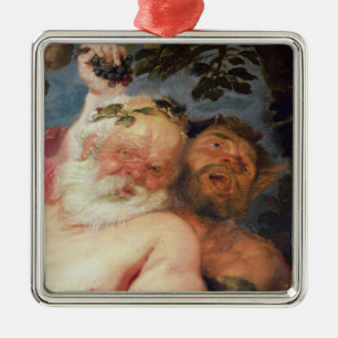 Fulla Silenus som stöttas av Satyrs, c.1620 Julgransprydnad Metall