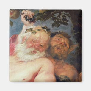Fulla Silenus som stöttas av Satyrs, c.1620 Magnet