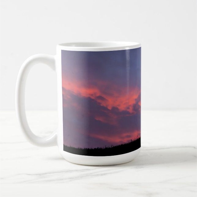 Fullblodshäst silhuetterad vid soluppgång kaffemugg (Vänster)