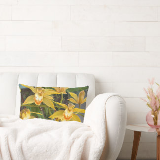 Fullblommade gula orkidéer lumbarkudde
