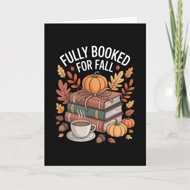 Fullbokad för höstpumpa höstböcker tacksgiving kort (Framsida)