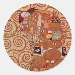 Fullbordande av Gustav Klimt, Vintage Art Nouveau Runt Klistermärke