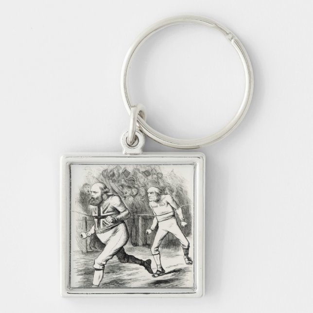 Fullföljandet Fyrkantig Silverfärgad Nyckelring (Framsidan)