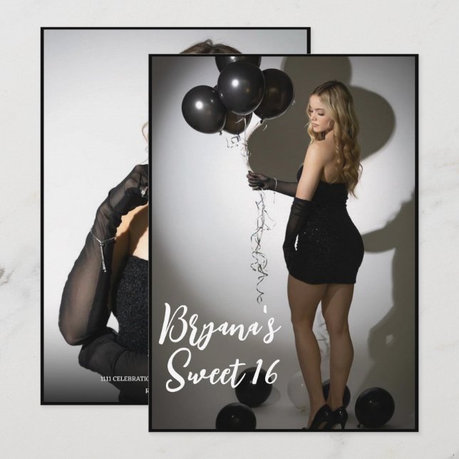 Fullfoto fram och baksida Trendig modern söt 16-år Inbjudningar (Fram/baksida)
