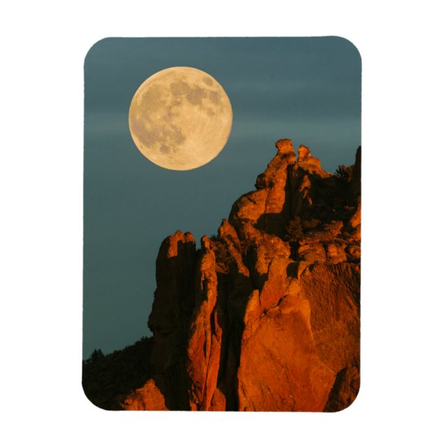 Fullmåne | Basaltklippor Smith Rock State Park Magnet (Vertikal)
