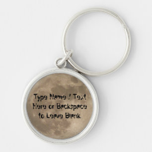 Fullmåne Keychain för månenyckelringpersonlig Rund Silverfärgad Nyckelring