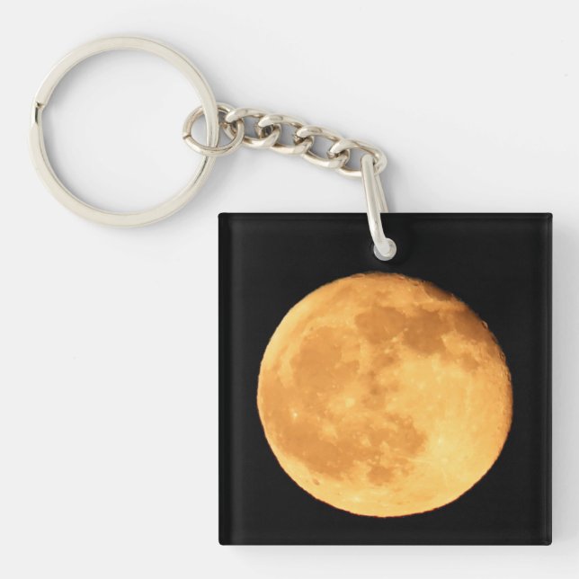 Fullmåne med orange glöd Natt himmel Lunar konst (Framsidan)