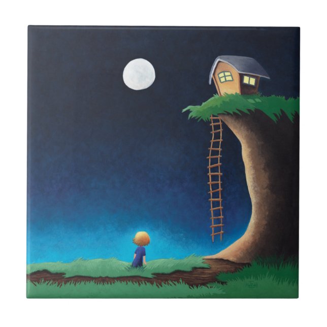 Fullmåne Natt Himmel Keramisk Kakel (Framsidan)