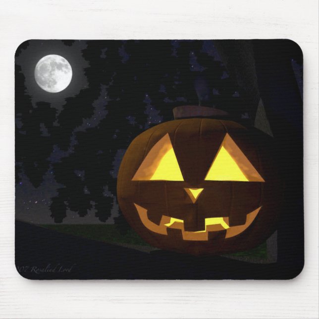 Fullmåne och jack O'Lantern Mousepad Musmatta (Framsidan)
