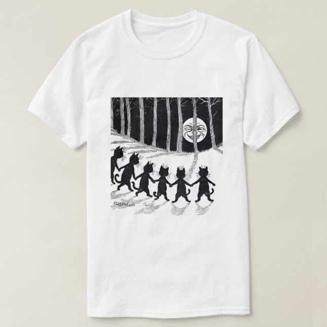 Fullmåne och katter, Louis Wain Tee Shirt (Design framsida)