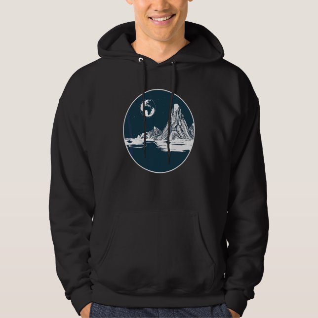 Fullmåne Och Mountain Cool Äventyr Mountain Cli Hoodie (Framsida)