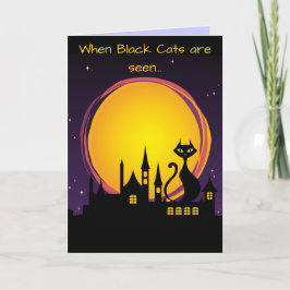 Fullmåne och svartkatt Halloween Kort