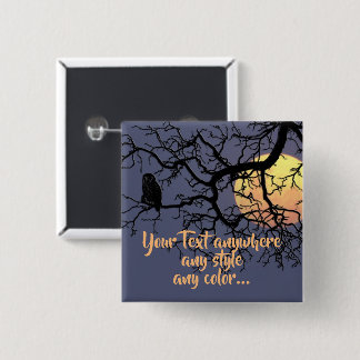 Fullmåne- och ugglaSilhouette Knapp