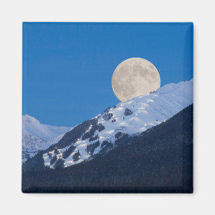 Fullmåne över Alyeska Ski Resort, Alaska Magnet