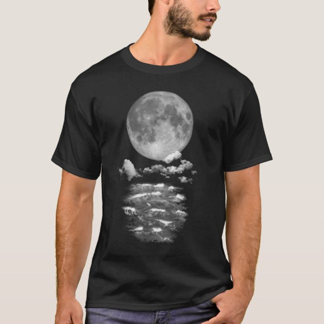 Fullmåne över hav tee shirt (Framsida)