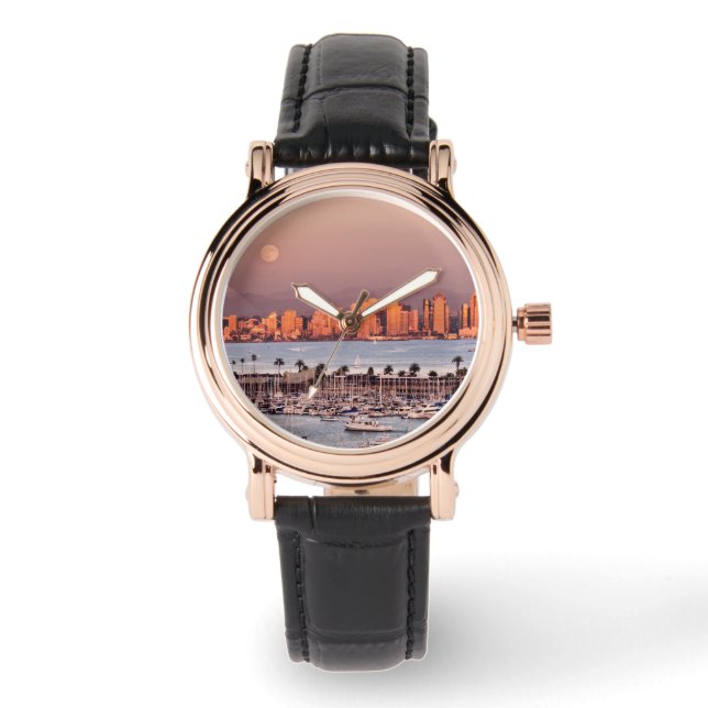 Fullmåne över San Diego Armbandsur (Framsida)