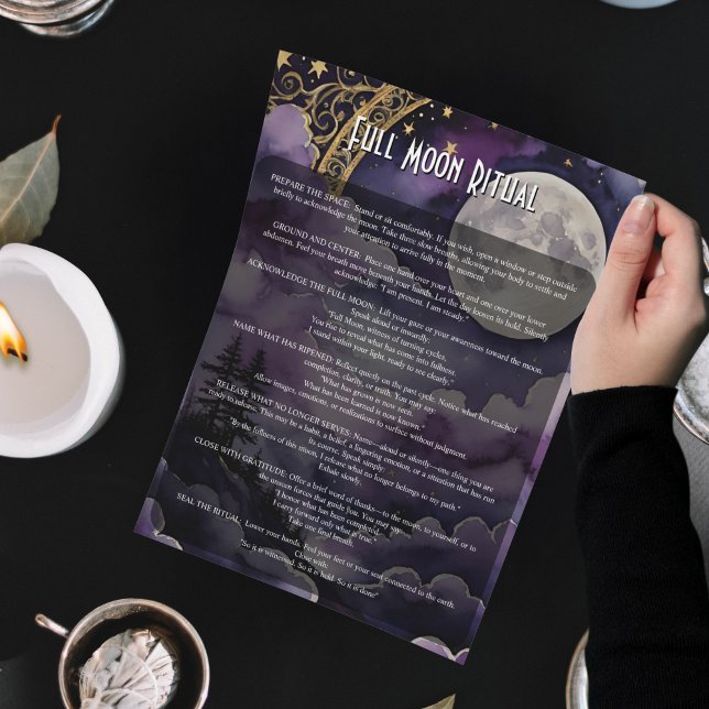 Fullmåne Pagan Ritual & Bönbok för Skuggor Poster (Full Moon Pagan Ritual & Prayer Book of Shadows Poster)