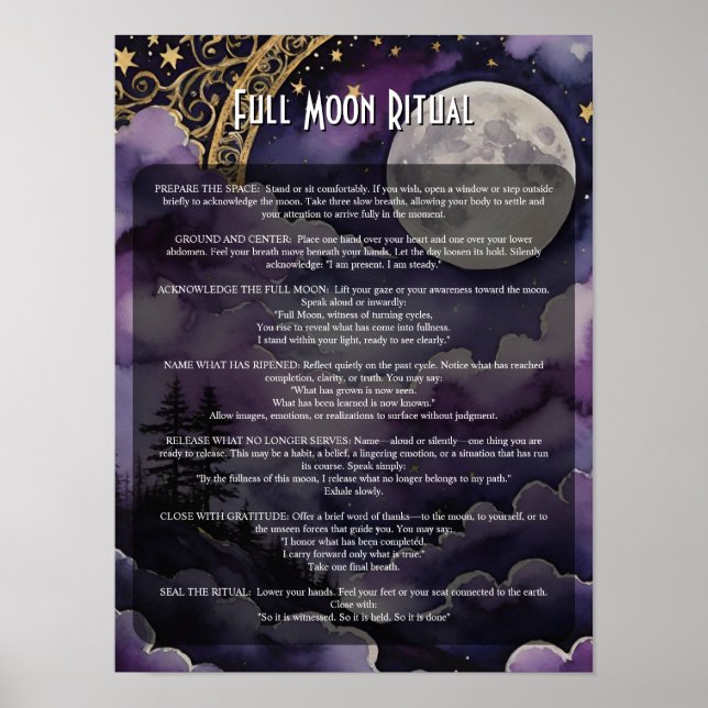 Fullmåne Pagan Ritual & Bönbok för Skuggor Poster (Framsidan)