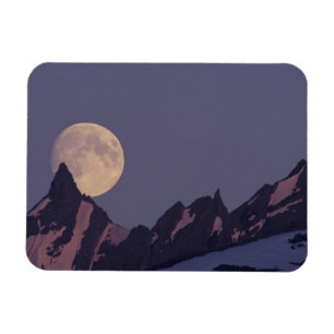 Fullmåne stiger Chugach Mountains Alaska Magnet