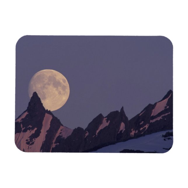 Fullmåne stiger | Chugach Mountains Alaska Magnet (Horisontell)