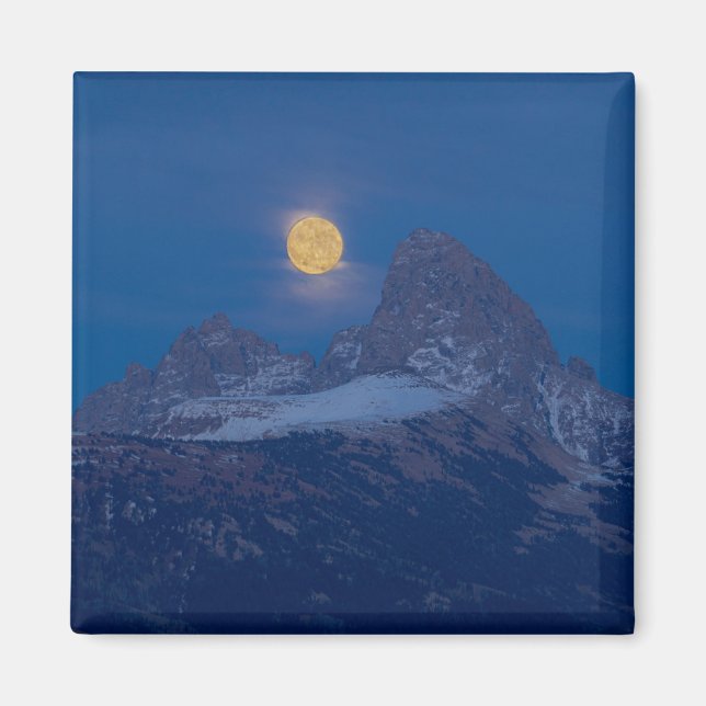 Fullmåne stiger | Grand Teton Driggs, Idaho Magnet (Framsidan)