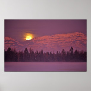 Fullmåne stiger över Teakettle Mountain under Poster