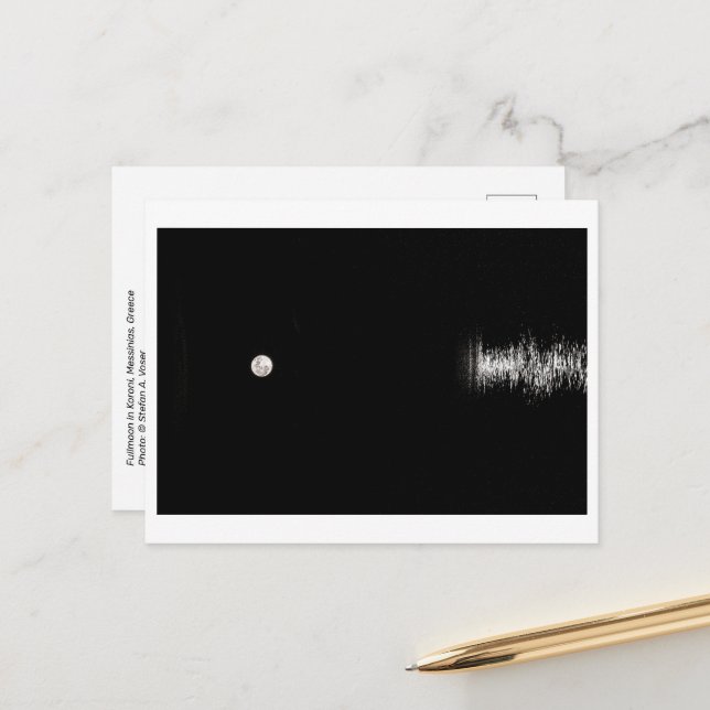 Fullmåne Stigning över havet - vykort (Fram/Back In Situ)