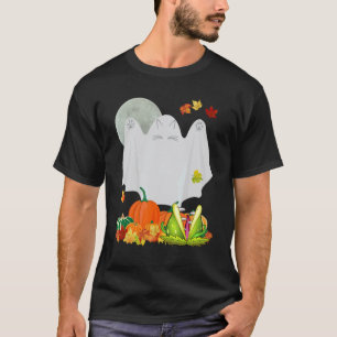 Fullmåne trädgård höstskörd Halloween söt spöke T Shirt