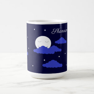 Fullmåne vid midnatt & stjärnor: kaffemugg