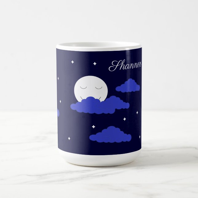 Fullmåne vid midnatt & stjärnor: kaffemugg (Center)