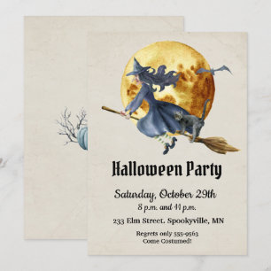 Fullmånehäxans Halloweenfest Inbjudningar