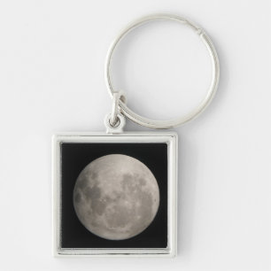 Fullmånekeychain Fyrkantig Silverfärgad Nyckelring