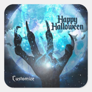 Fullmåneomformning Halloween Fyrkantigt Klistermärke