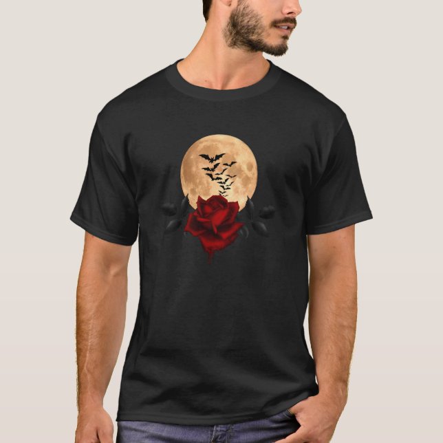 Fullmoon Bleeding Ro med Fladdermus T Shirt (Framsida)