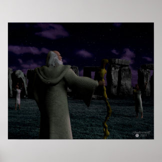 Fullmoon vid Stonehenge Poster