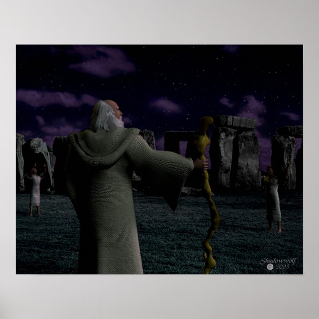 Fullmoon vid Stonehenge Poster (Framsidan)