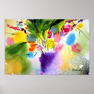 Fulloralt med lila vas - poster