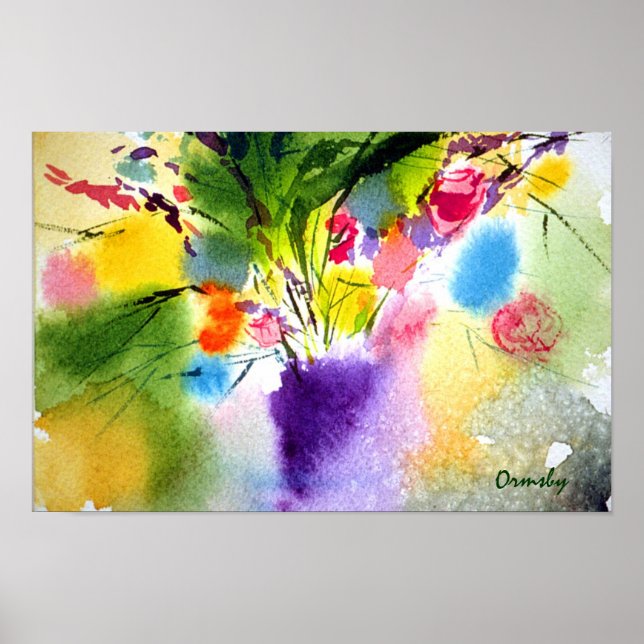 Fulloralt med lila vas - poster (Framsidan)