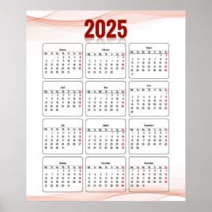 Fullständig årlig minimal abstrakt vertikal 2025 poster